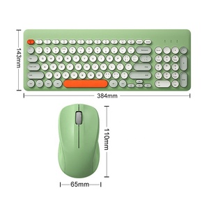 2.4G Wireless <strong>Keyboards</strong> and Mice Sets Noiseless Mixed Color Typewriter Round Key Cute <strong>Keyboard</strong> Mouse Combo for Home and Office - Product Image 6