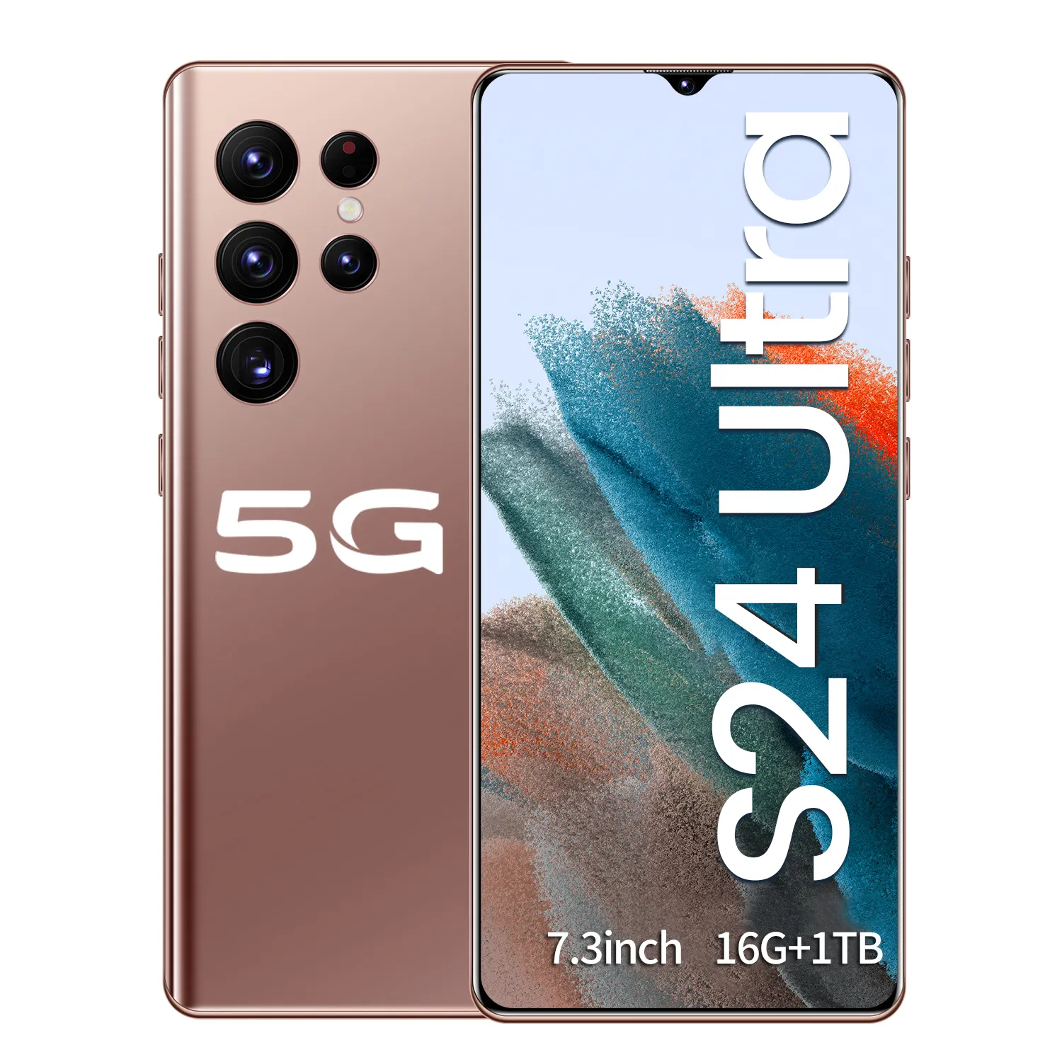 Hot Selling S24 ULTRA original 16GB+1TB 48MP+100MP Big Screen 7.3 inch telephone water drop 5G Smart Android 14 cellphone phones