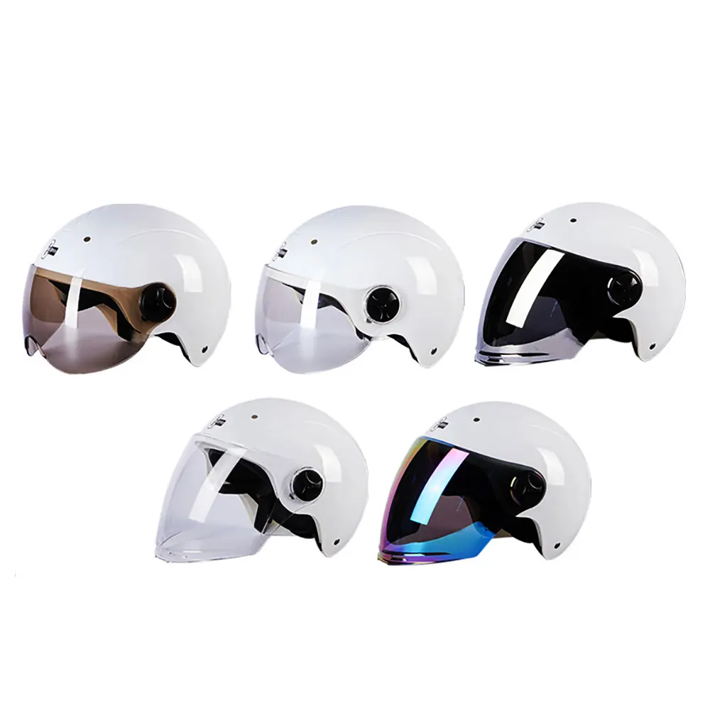 Casco de moto eléctrico ABS DOT Crash Chopper 3/4, medio casco, accesorios de moto, cascos de cara abierta, blanco, negro y rosa