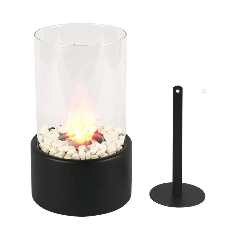 Großhandel New Hot Metal Edelstahl Mini Tisch Feuerstelle mit Glas abdeckung