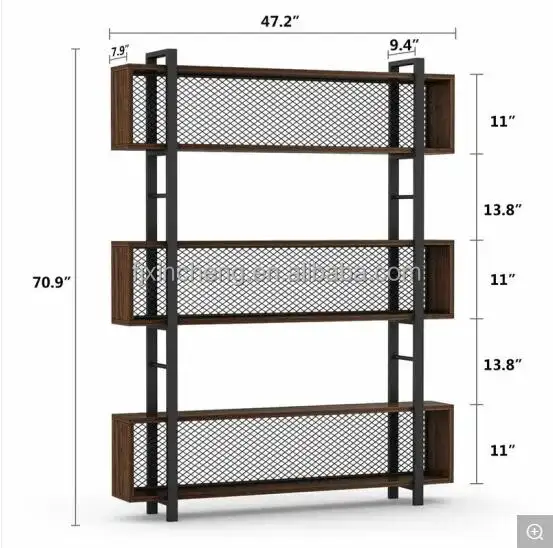 Scaffalature in legno metallo e legno unità industriale libreria 5 livelli casa soggiorno cross rack scaffalature di stoccaggio