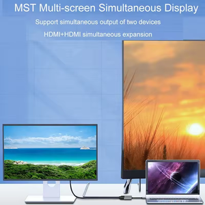 MST SST 4in1型C至双高清电视适配器100W PD支持C至2高清分路器扩展显示窗口扩展两个不同的屏幕 - Product Image 5