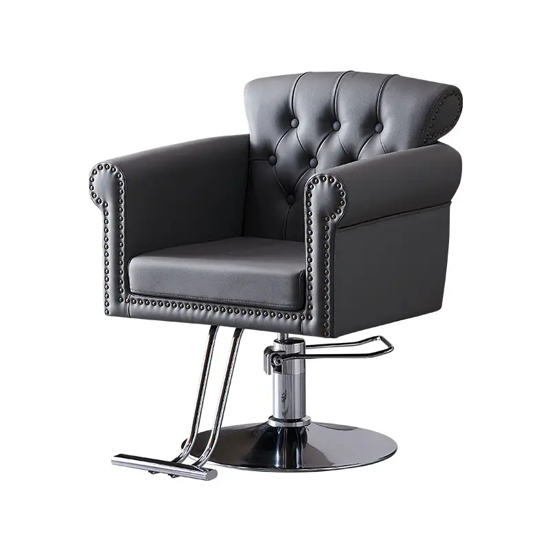 Cadeira de barbeiro para homens, cadeira de cabeleireiro usada preta e cinza, mais popular de fábrica, moderna e barata de alta qualidade