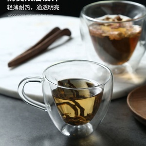 Sıcak satış kalp şeklinde 180ml/240ml cam bardak çift katmanlar ile çay kahve ve süt ev veya ofis için kalınlaşmış kolu - Product Image 5
