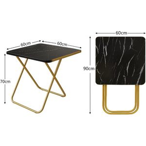 Sky-Touch đa mục đích gấp bảng màu đen bằng đá cẩm thạch-nhìn gỗ hàng đầu với khung kim loại vàng cho iftar cầu nguyện ăn uống hoặc sofa sử dụng - Product Image 4