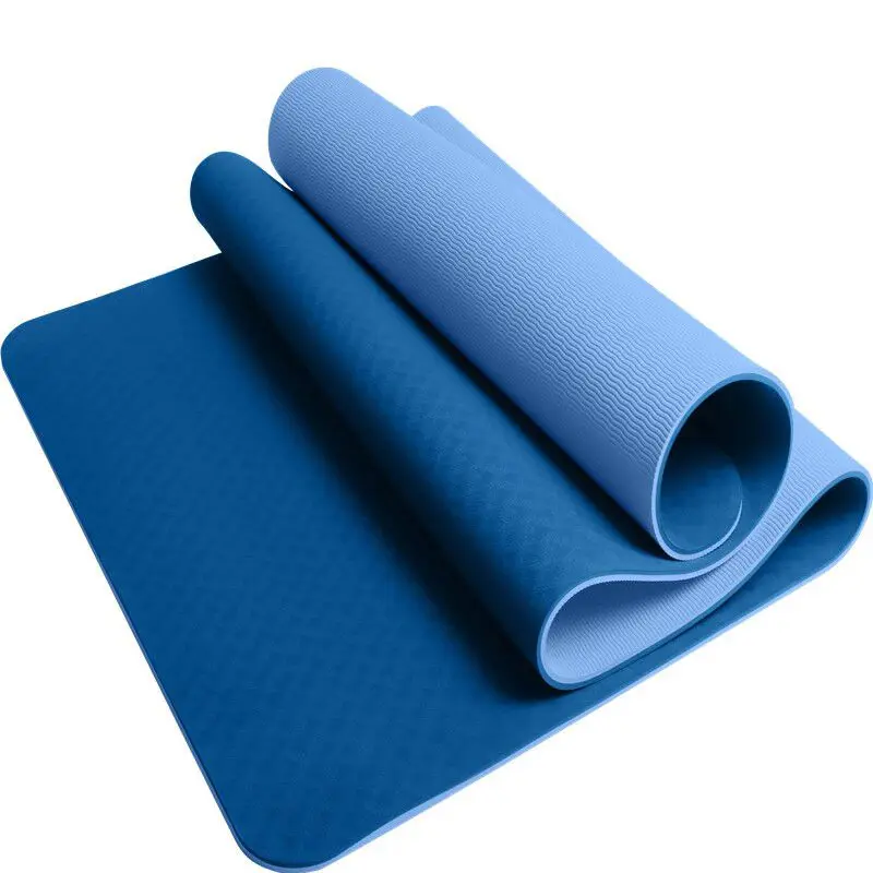 Tikar Yoga 6mm, dua warna anti-selip tidak bersertifikasi, profesional TPE, bantalan bantalan kustom kebugaran Gym