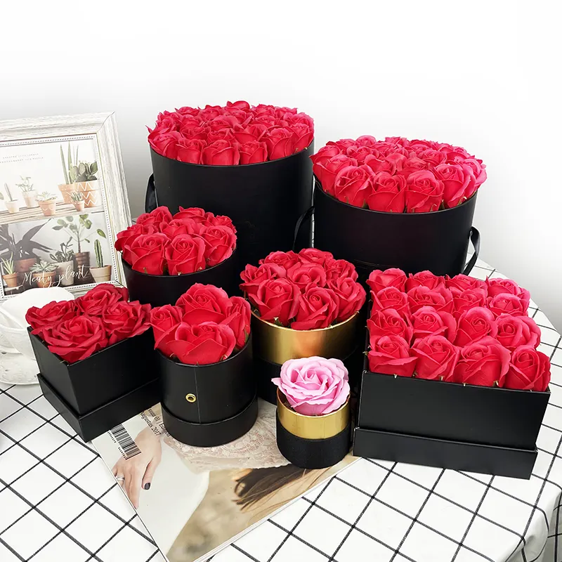 Luxury Round Square Preserved Eternal Forever Flower Rose Gift Box Christmas Wedding Floral Set Arrangements For Store In Box