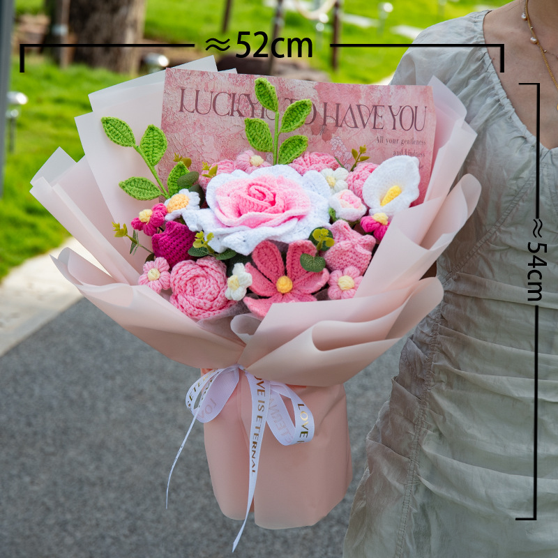 Thai Rose Knitted Large Bouquet - Pink