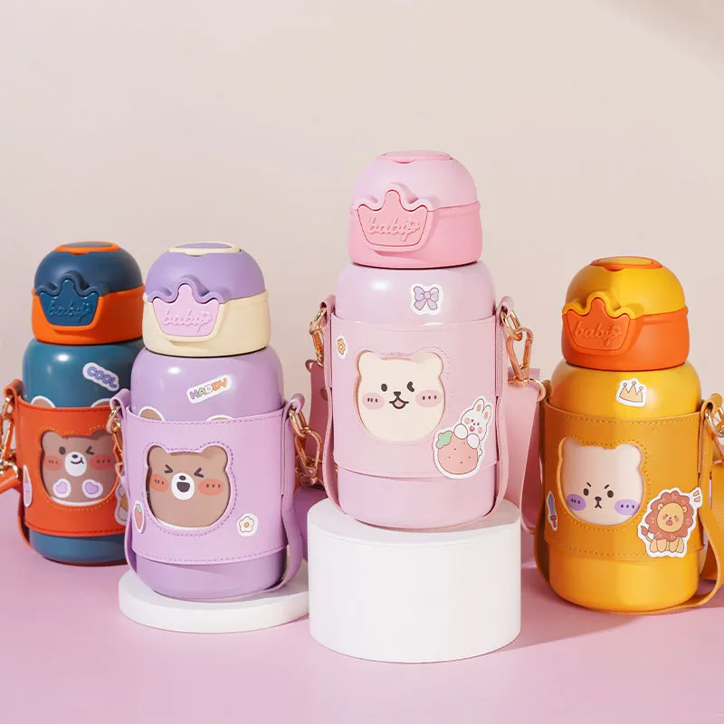 500ml Children Cute Cartoon Vacuum Flasks Kids insulated Thermos Metal Thermal Factory price stainless steel kids water bottle