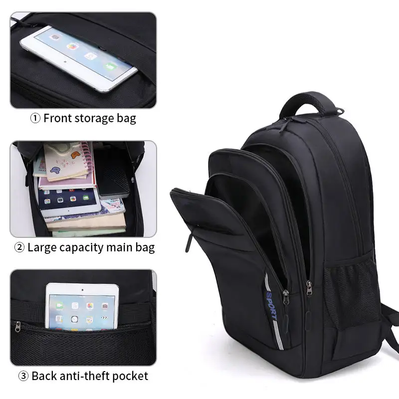 Công Suất Cao 20 Inch Không Thấm Nước Máy Tính Xách Tay Trường Ba Lô Đen Sinh Viên Mochila Túi & Bao Gồm