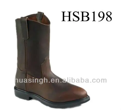 ZH-Botas de punta de acero de cuero crazy horse, botas de seguridad largas y excelentes con el diseño más nuevo, HSB198