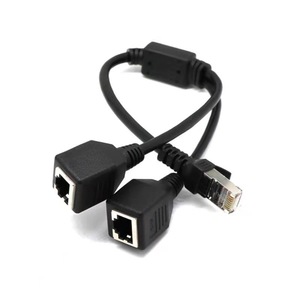 RJ45 erkek 2 kadın Fiber soket LAN Ethernet ağ Splitter Y adaptör kablosu iletişim kabloları - Product Image 1