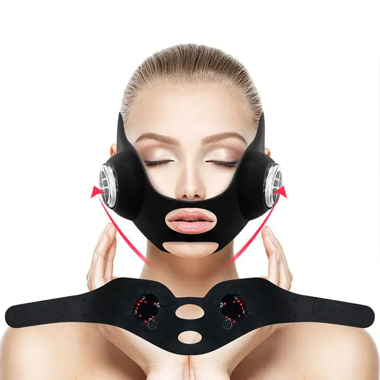 Mascarilla adelgazante con forma de V, dispositivo masajeador de estiramiento Facial, cinta de estiramiento Facial, Ems, microcorriente