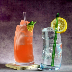 Ins Popular Sail Drink Glass <strong>Cup</strong> 500ml Stripe <strong>Horn</strong> Drinking Glass <strong>Cups</strong> for Juice/Sparkling Water/Beverage - Product Image 1