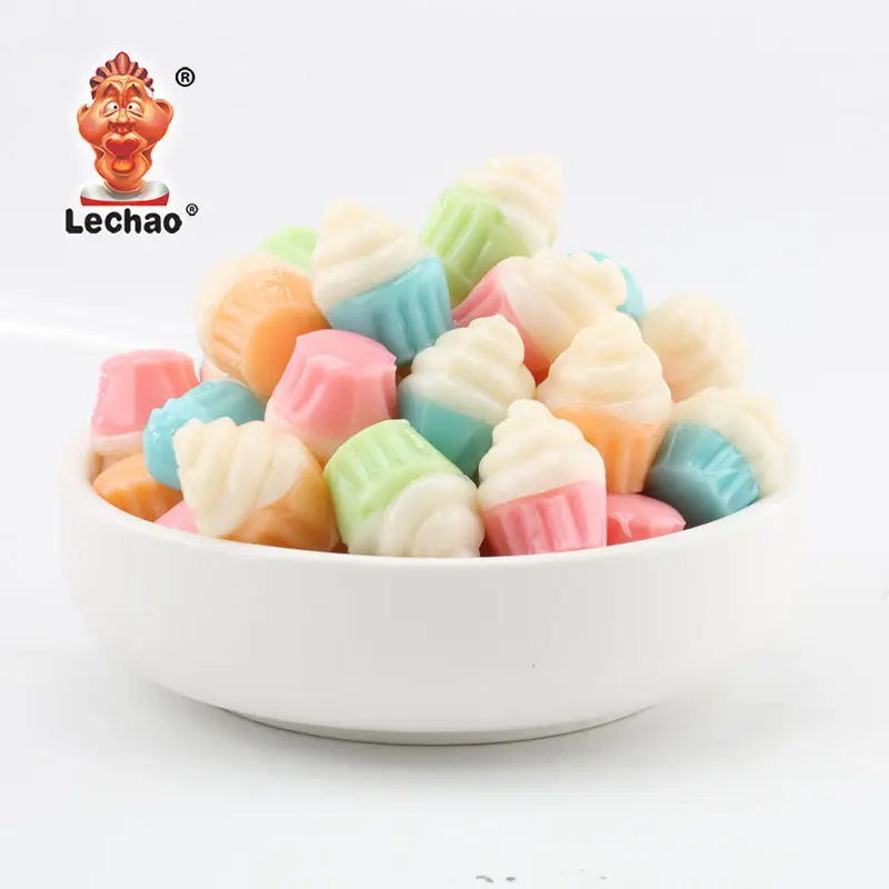 Lechao Factory 3d Gummy 4d Cupcakes Saveurs de fruits Halal Snack Bulk 1kg Sac Gummy Cartoon Sweet Candy