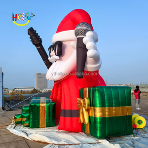 Giáng sinh trang trí ngoài trời <span class=keywords><strong>Inflatable</strong></span> Rock Santa Claus Thêm lớn Xmas Backdrop - Product Image 4