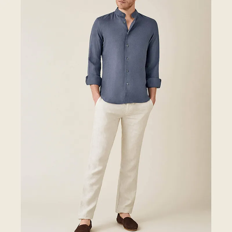 Camisa de playa de verano de manga corta para hombre personalizada, camisas informales de algodón y lino con botones Guayabera/