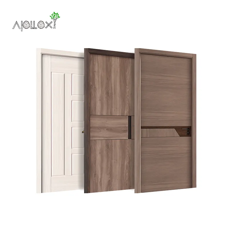 Apolloxy décor zéro formaldéhyde moderne chambre salle de bain portes d'entrée en bois en gros chine pliant blanc apprêt porte en bois