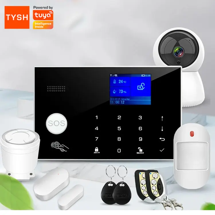 TYSH-sistema de alarma de seguridad inteligente para el hogar, Kit de alarma de seguridad inteligente, Gsm, Sos, Tuya, Wifi