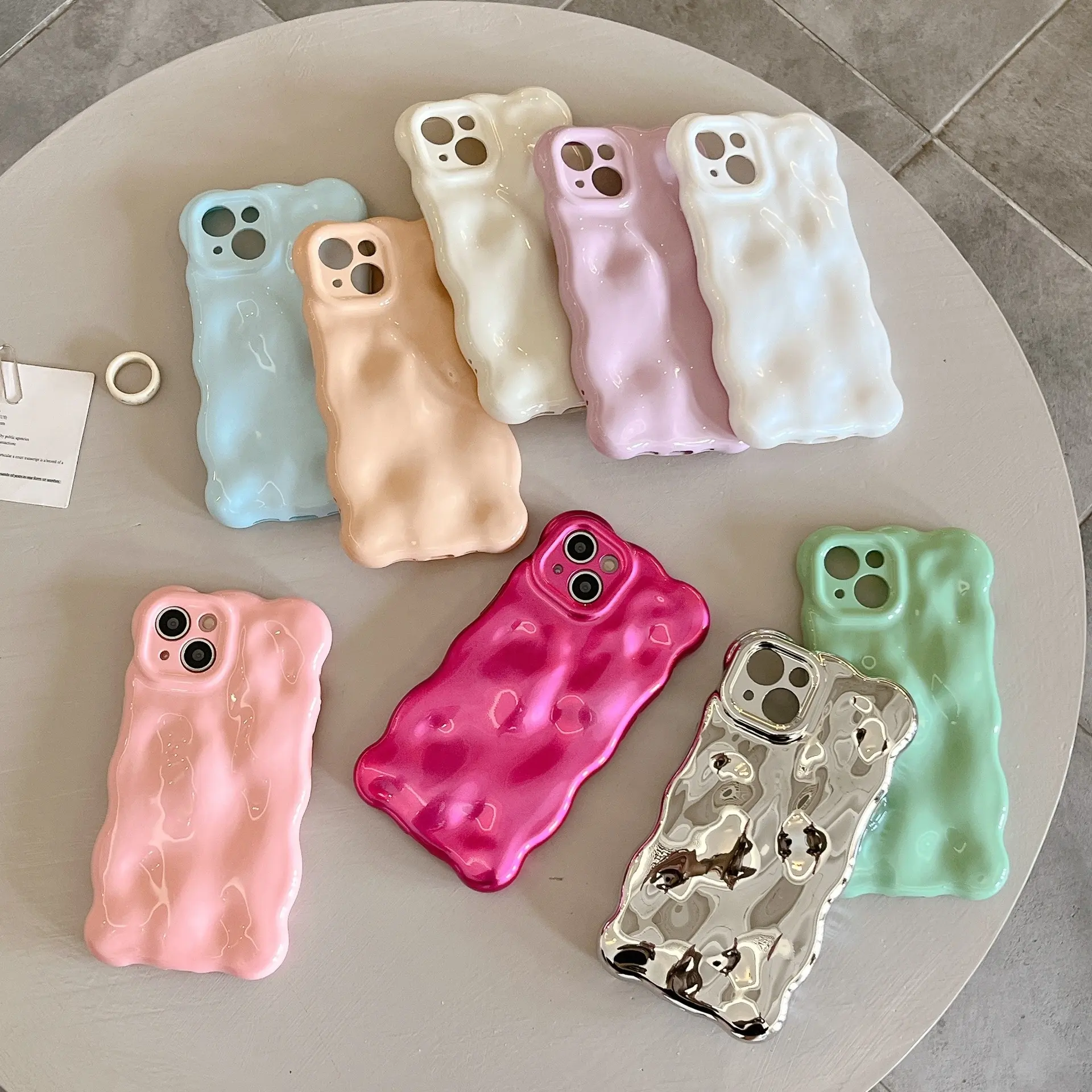 Water Ripple Wave Bubble Pattern Chrome Plating Candy Color Soft TPU Case For Iphone12 13 14 15 Pro Max Mobile Phone Cover