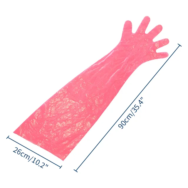 2023 materiale PE di buona qualità guanti a braccio lungo 90cm guanti per inseminazione artificiale veterinaria