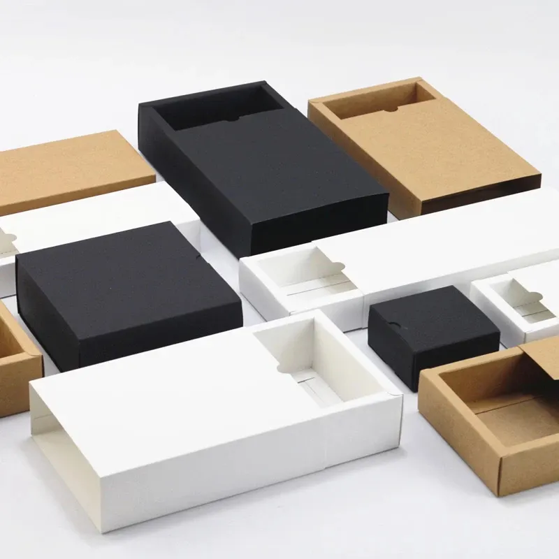 Custom black bianco kraft regalo scorrevole del cassetto di cartone scatola di imballaggio di carta