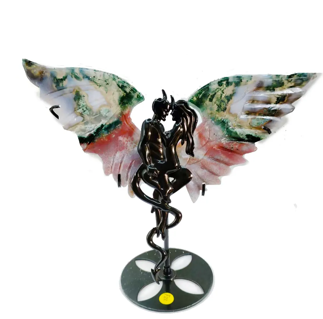 Cristal naturel Aile Couple Ailes d'Ange avec support en métal Arc-en-ciel fluorite Ailes Papillon fleur agate Papillon