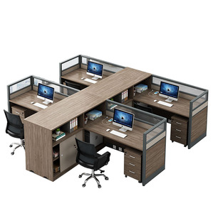 Estación de trabajo de partición de cubículo de oficina grande, 6 espacios, con partición de vidrio/estante, buena mesa de ordenador de oficina - Product Image 5