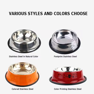 Hot Sale Eco-Friendly <span class=keywords><strong>Dog</strong></span> <span class=keywords><strong>Bowls</strong></span> com logotipo personalizado Padrão aço inoxidável Pet Feeding Bowl com Base de Borracha Estilo Elegante 'Love' - Product Image 3