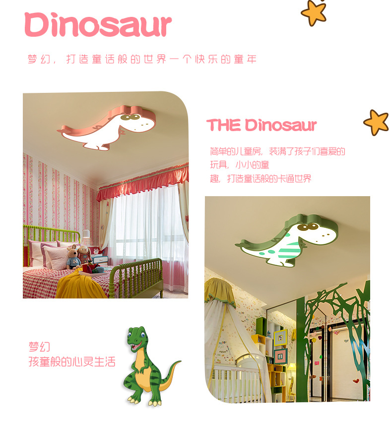 Kids Bedroom Chandelier Cute Creative Modern Boy Study Room Dinosaur LED Ceiling Pendant Lights