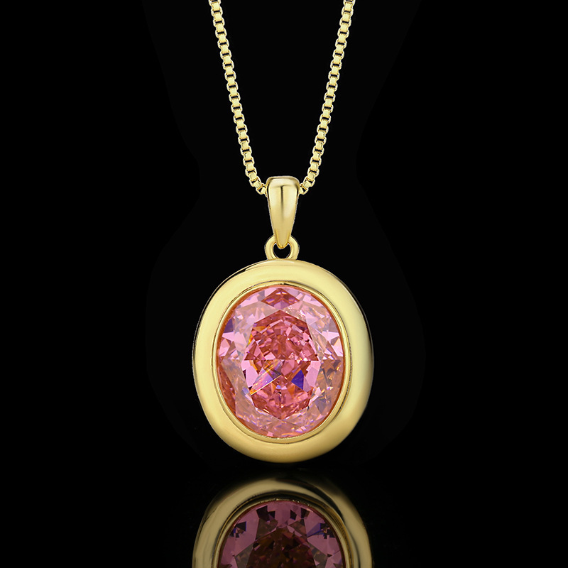 Ice Flower cut deep pink diamond pendant with chain