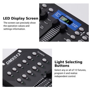 Wireless <strong>DMX512</strong> Light <strong>Controller</strong> Console Panel 2.4G ISM 192CH Programming Function Sound Activated with <strong>LED</strong> Screen Antenna - Product Image 2