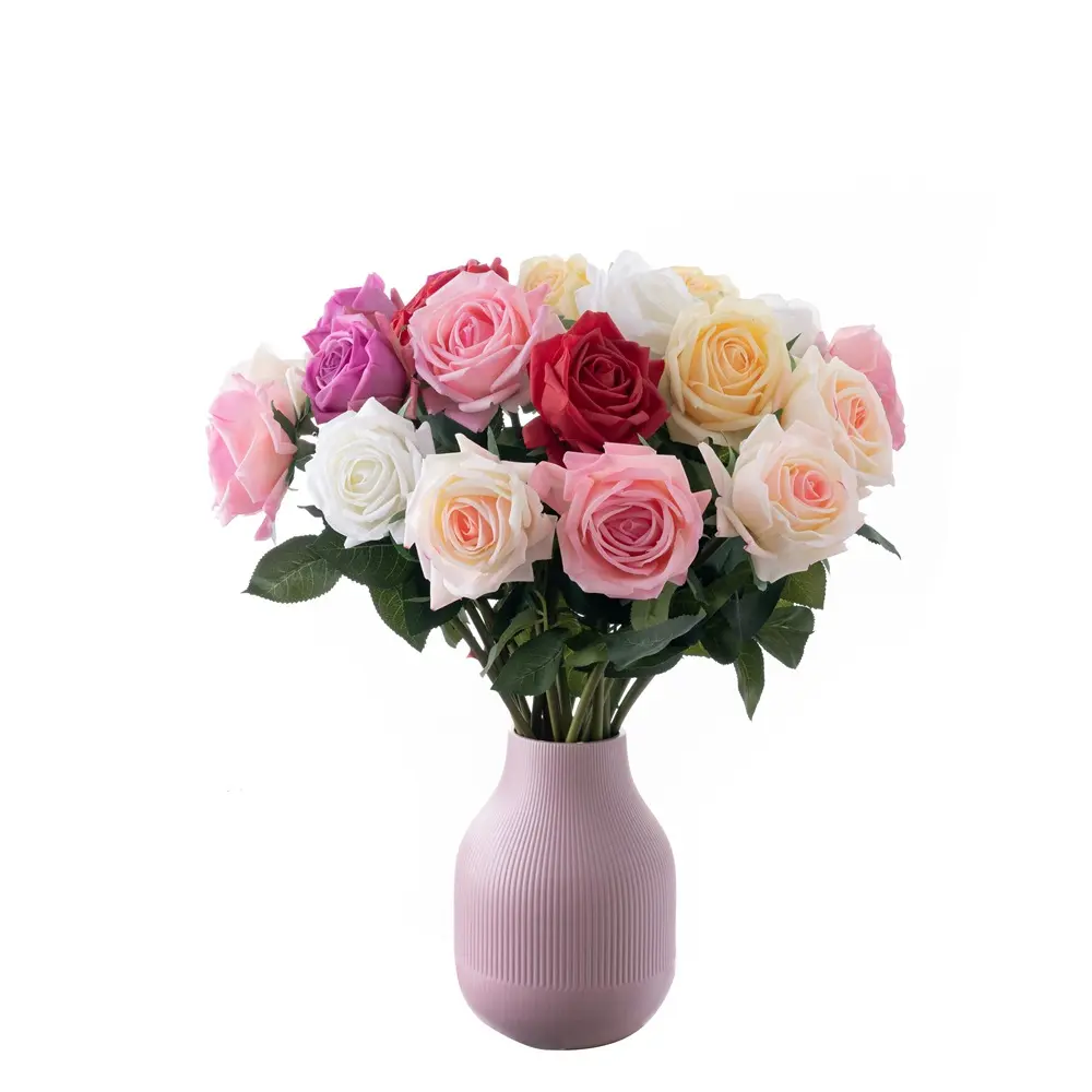 AYOYO OEM 9cm Simulação de Flor Grande realista toque rosa decoração de casamento flores artificiais rosas