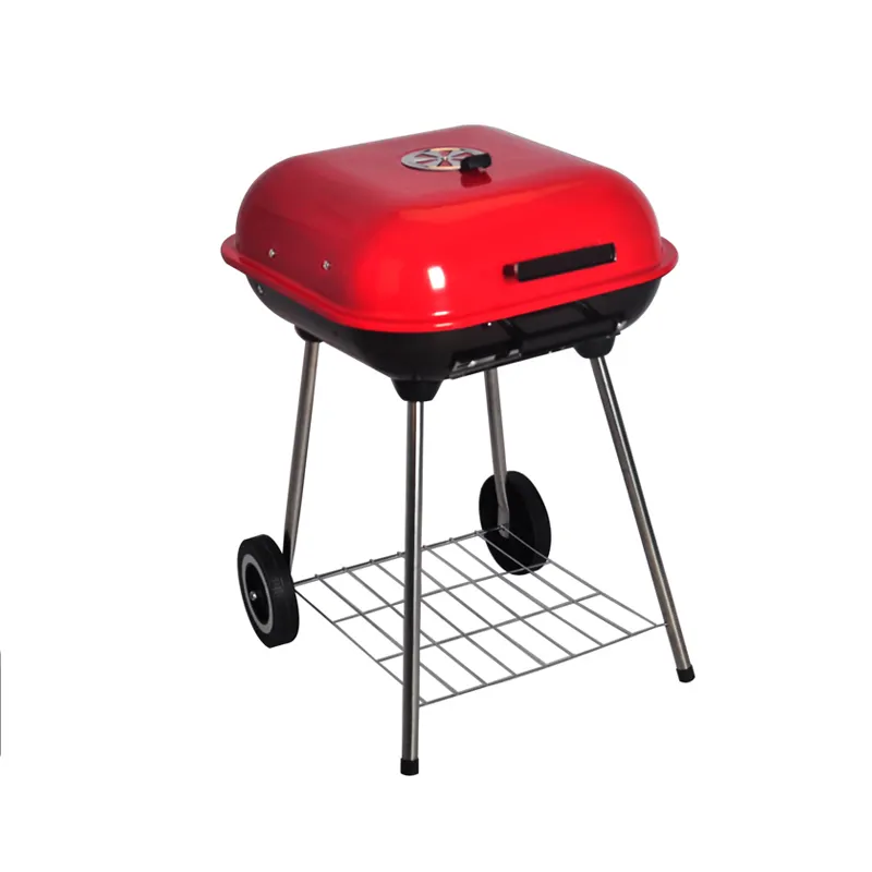 Grelha portátil para churrasco, grelha de porcelana com carvão vermelho e 18 polegadas para churrasco ao ar livre