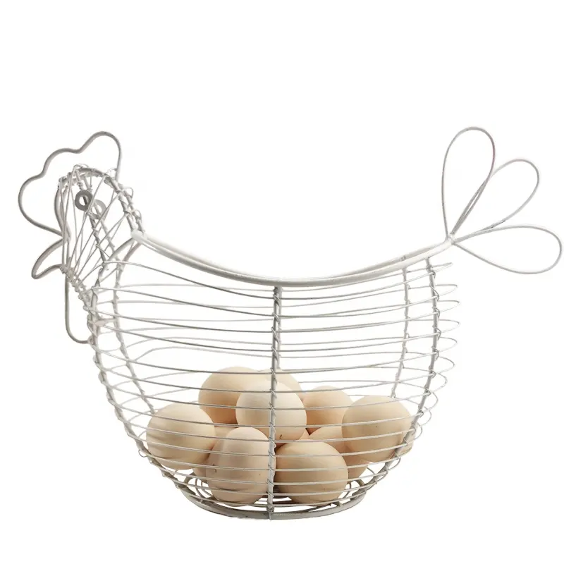 Galinha da páscoa popular forma de ovo de metal armazenamento ou armazenamento de ovos de ferro de cozinha fio cesta para ovos o animal