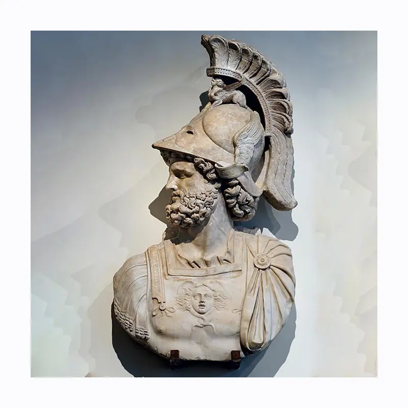 Decorazioni per la casa antico greco figura busto statua a grandezza naturale di pietra di marmo busto soldato romano statue scultura per la vendita