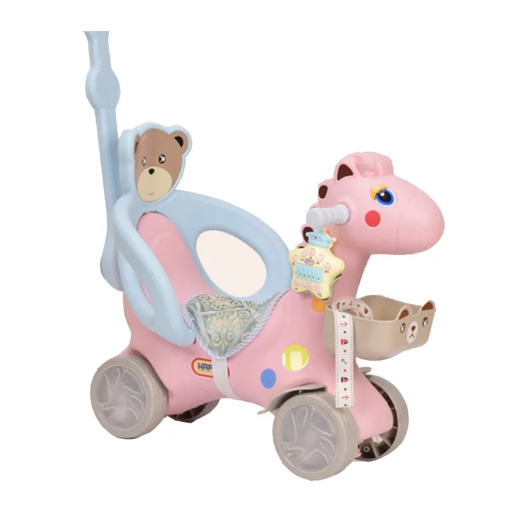 Yüksek kaliteli plastik çocuklar araba üzerinde binmek yürüyüş karikatür oyuncak sürme at ucuz bebek arabası, yürüteç