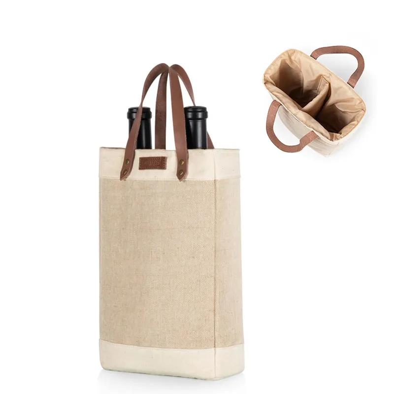 Xách tay nhiệt cách điện vải làm vách ngăn đay chai rượu vang Túi biểu tượng tùy chỉnh Cooler Tote Túi