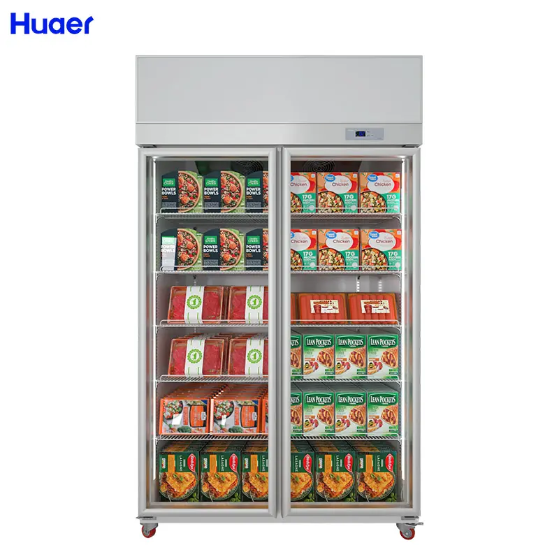 Ultra baixa temperatura vertical degelo freezer vertical porta de vidro 2