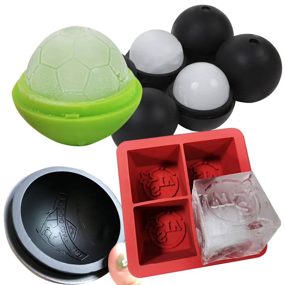 Bola de gelo portátil de silicone, esfera de resfriamento personalizado, uísque, cristal transparente, bolas de massagem, molde para gelo