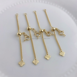 שרשרת זהב 14 קראט מלא תכשיטי זהב מלא עם אבזם מתכוונן בצורת פרח מתכוונן - Product Image 4