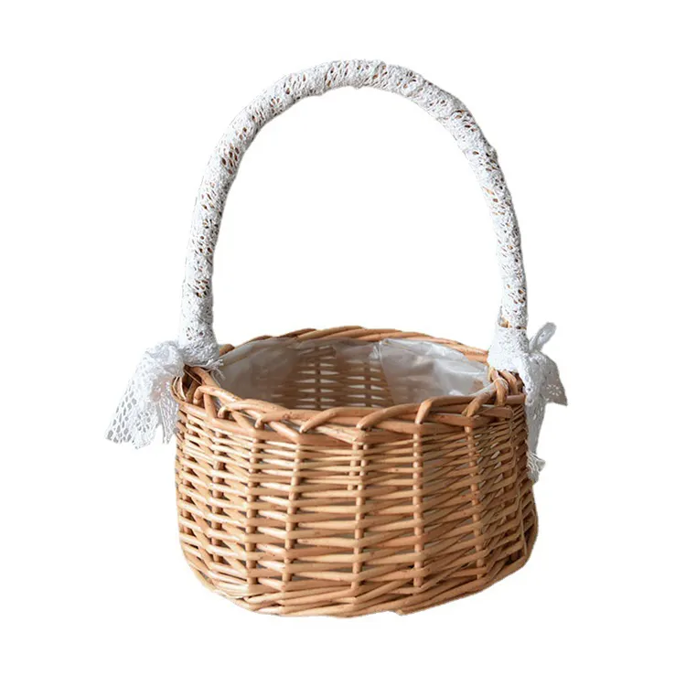 Mini cesta de decoração com alça para presente, cesta de decoração
