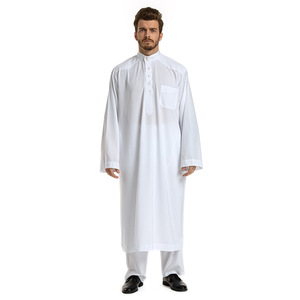 Zarif XXL erkek Kaftan Thobe juadults yeni tasarım basit arapça müslüman etnik kumaş yetişkinler için Polyester kumaştan yapılmış - Product Image 2