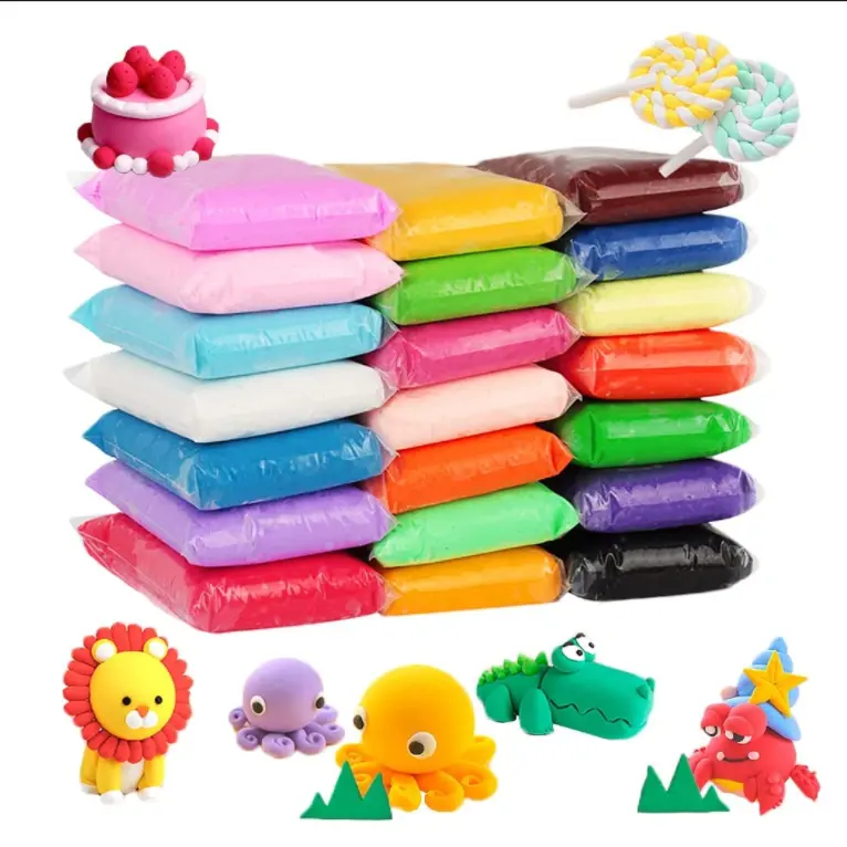 Plastilina de colores para niños y adultos, arcilla polimérica de textura suave y secado al aire para modelar, juguete de aprendizaje creativo, perfecto para regalo, set de 1000g, 24 unidades