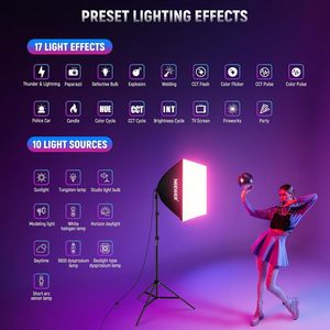 ชุดไฟซอฟท์บ็อกซ์ Neewer RGB พร้อมการควบคุมแอปและโหมดเอฟเฟค9โหมด2แพ็ค26W fcc/ul CRI93หลอดไฟ LED + TLCI98 + E26 - Product Image 6