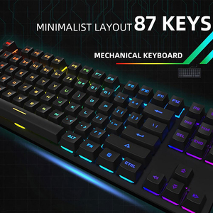 LEAVEN K550 Teclado mecánico con cable para juegos, Teclado retroiluminado RGB para Gamer, ordenador de oficina, portátil, 87 teclas, teclado USB para juegos - Product Image 6