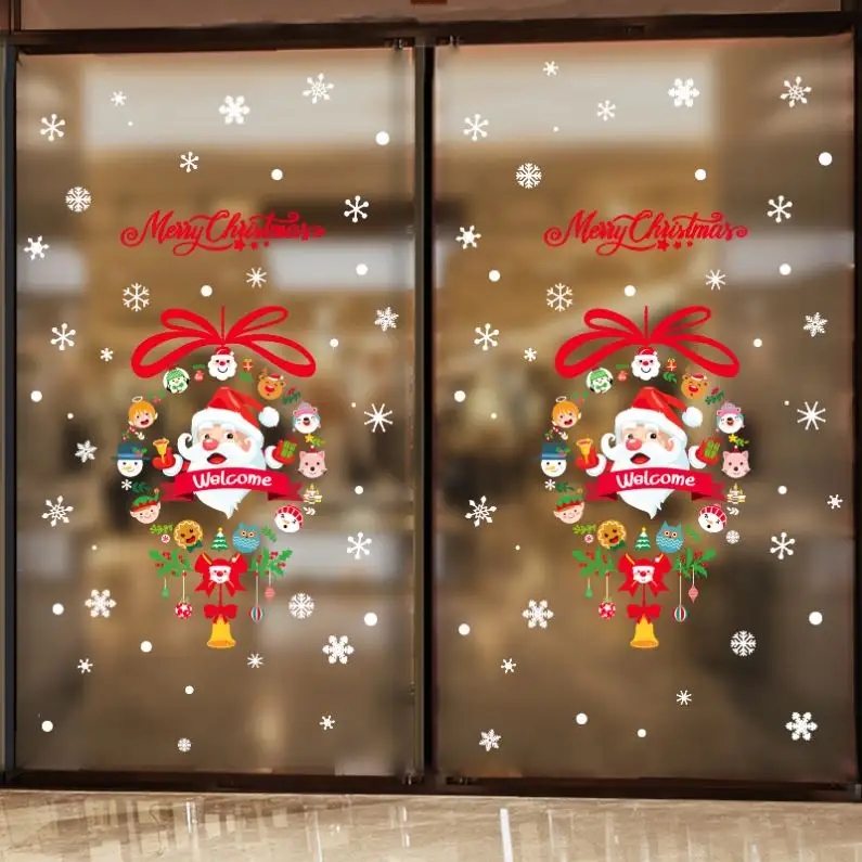 Buon Fiocco di Neve Albero Di Natale del Pvc Autoadesivi Della Parete Del Vinile di Arte Della Decalcomania di Natale Window Sticker