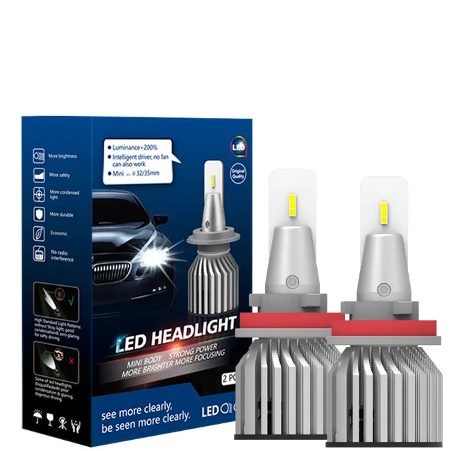 Led פנס הנורה h11 H8 6000LM LED קסנון לבן מאוורר קירור אופנוע led אור 12v h11 led ערפל אורות