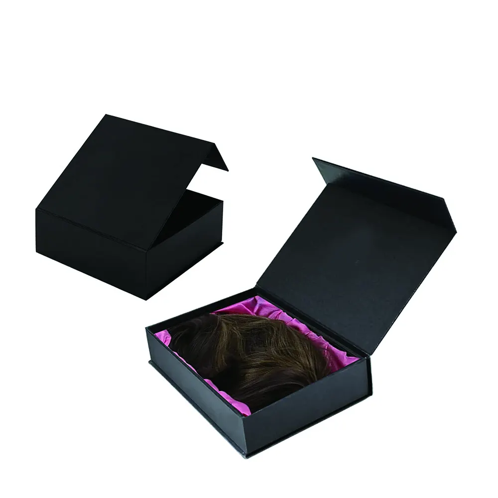 साटन ह्यूमन वीव हेयर एक्सटेंशन बैग हेयर बंडल पैकेजिंग बॉक्स रिबन क्लोजर विग एक्सेसरीज पेपर गिफ्ट स्टोरेज बॉक्स के साथ