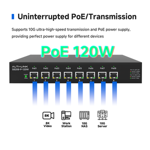8 porte 10G non gestite 120W PoE Switch veloce con scheda di rete Plug-and-Play RJ45 IGMP Snooping 10G NAS Server Workstation - Product Image 2